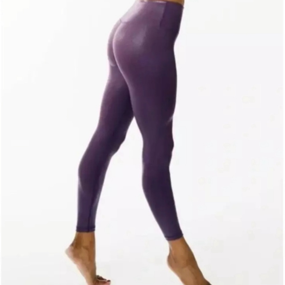 💜ZYIA METALLIC LIGHT N TIGHT HI-RISE 7/8 LEGGINGS, PLUM SIZE 12 💜